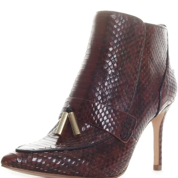 Louise et Cie Shoes - LOUISE ET CIE Shiro Pointed Toe Ankle Boots Tassel Burnt Tawny Snake Boo…